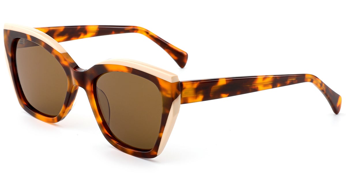 Acetate Cat Eye Sunglasses pattern-tortoiseshell+amber_polarized