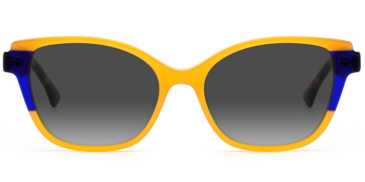 Acetate Cat Eye Sunglasses pattern-yellow+gradient_grey_polarized