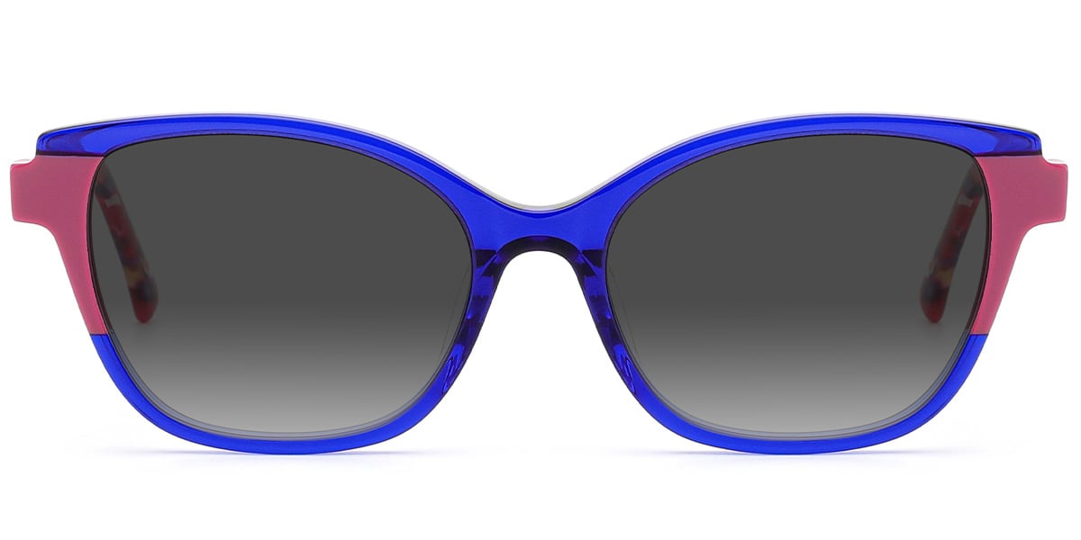 Acetate Cat Eye Sunglasses pattern-blue+gradient_grey_polarized