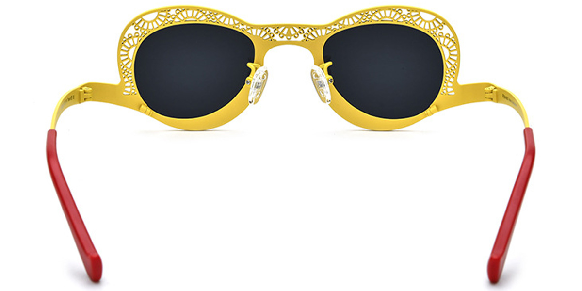 Titanium Geometric Sunglasses pattern-yellow+dark_grey_polarized