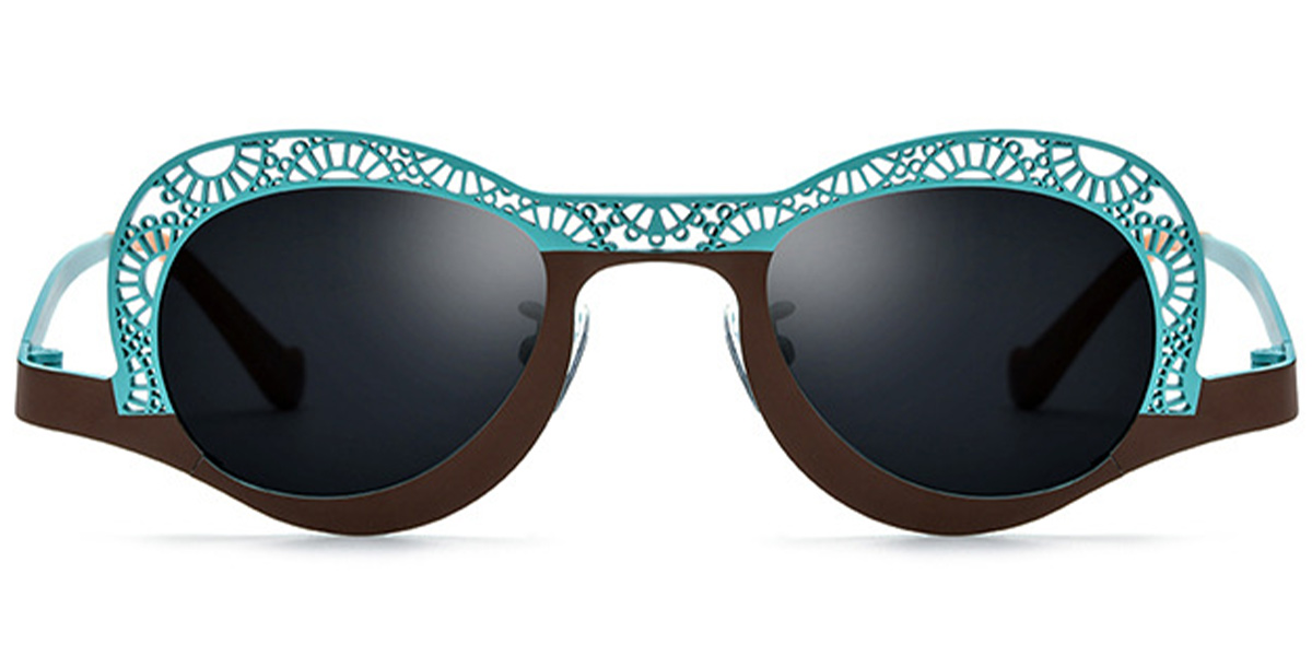 Titanium Geometric Sunglasses pattern-blue+dark_grey_polarized