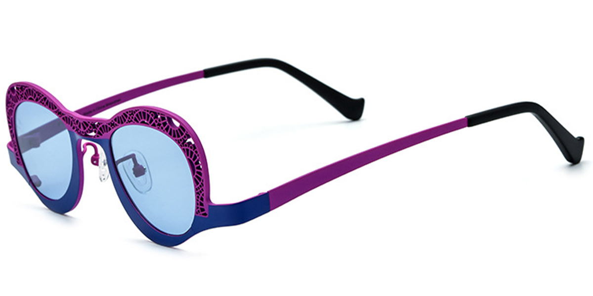 Titanium Geometric Sunglasses pattern-purple+green_polarized