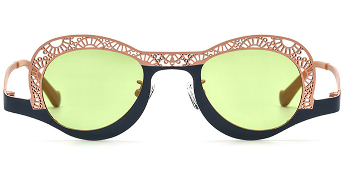 Titanium Geometric Sunglasses pattern-pink+green_polarized