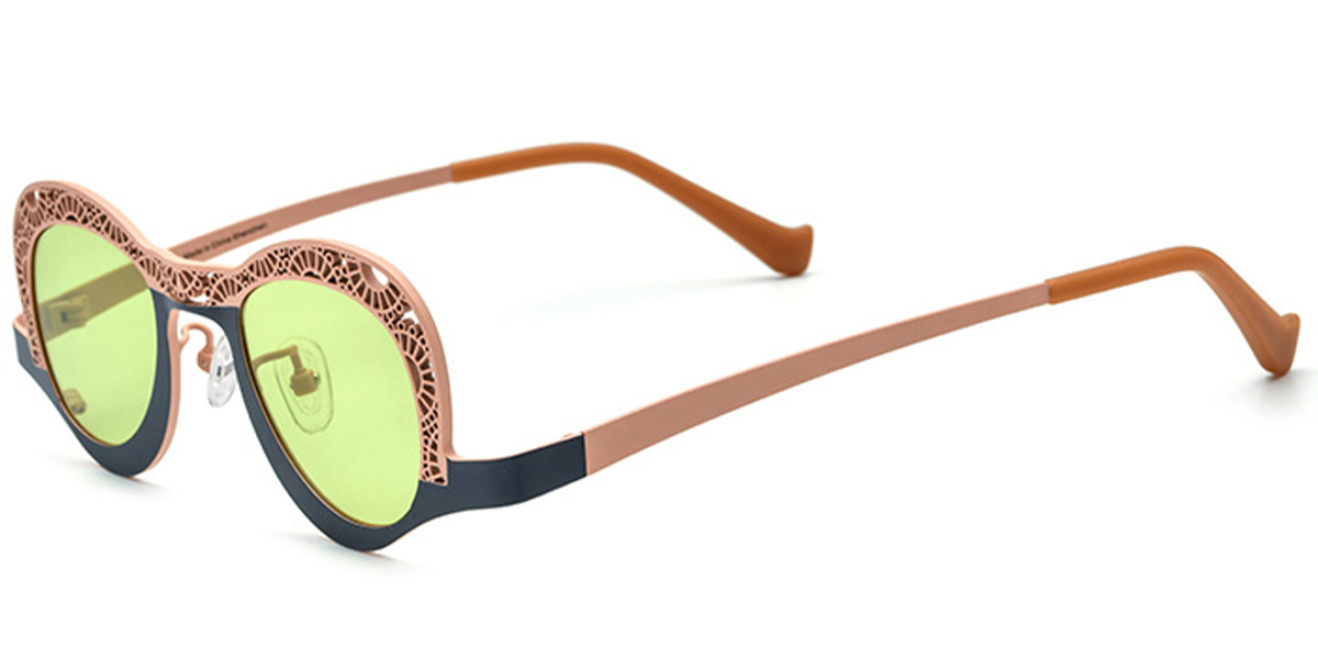 Titanium Geometric Sunglasses pattern-pink+green_polarized