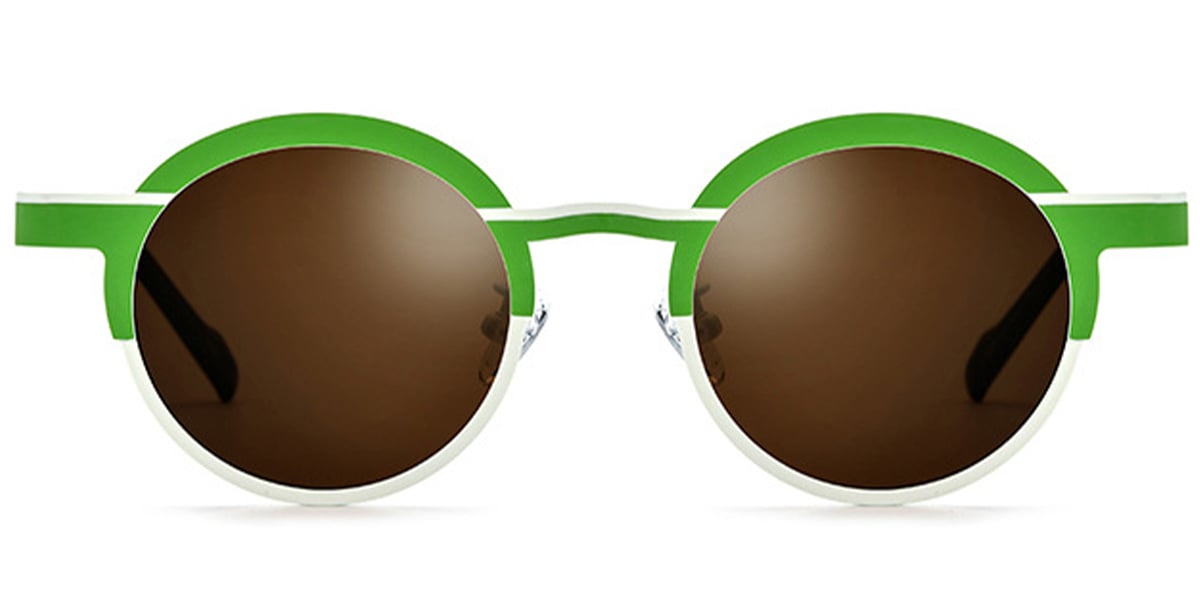 Titanium Round Sunglasses pattern-green+amber_polarized