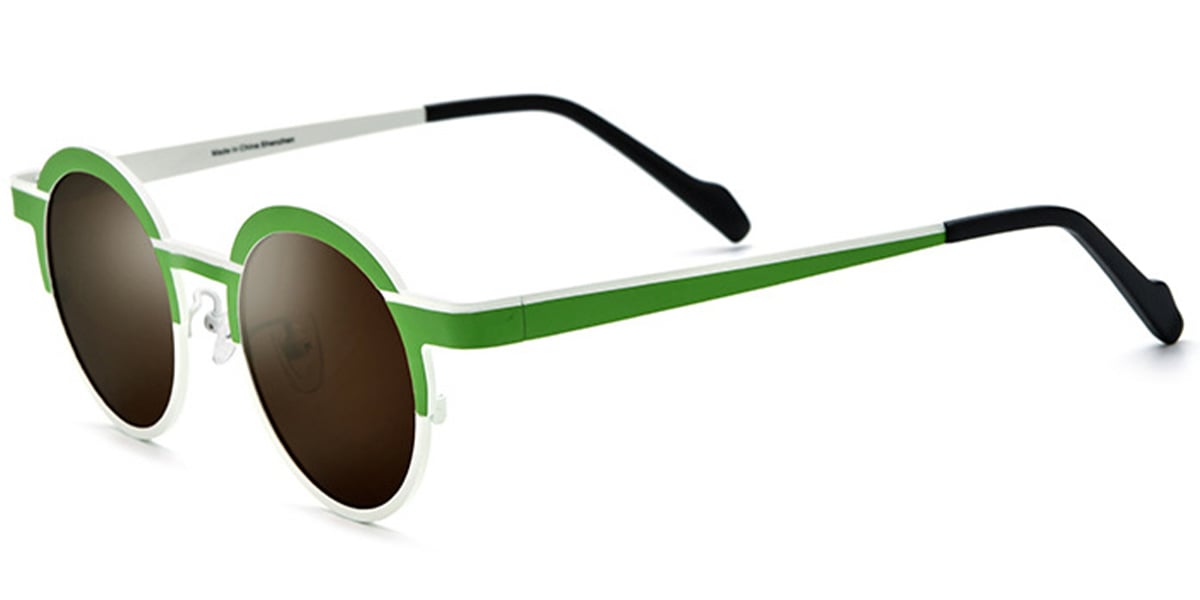 Titanium Round Sunglasses pattern-green+amber_polarized