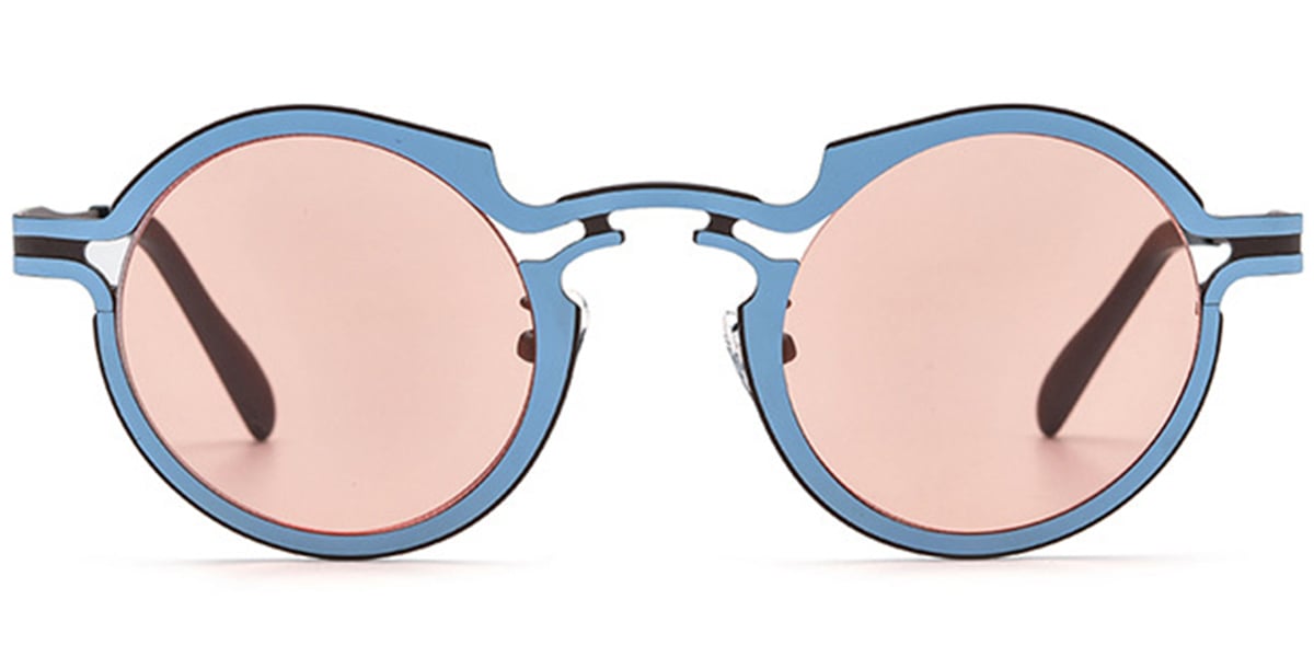 Titanium Round Sunglasses blue+rose_polarized