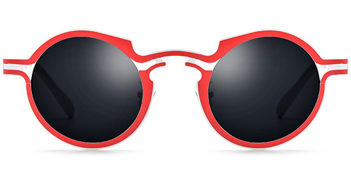 Titanium Round Sunglasses red+dark_grey_polarized
