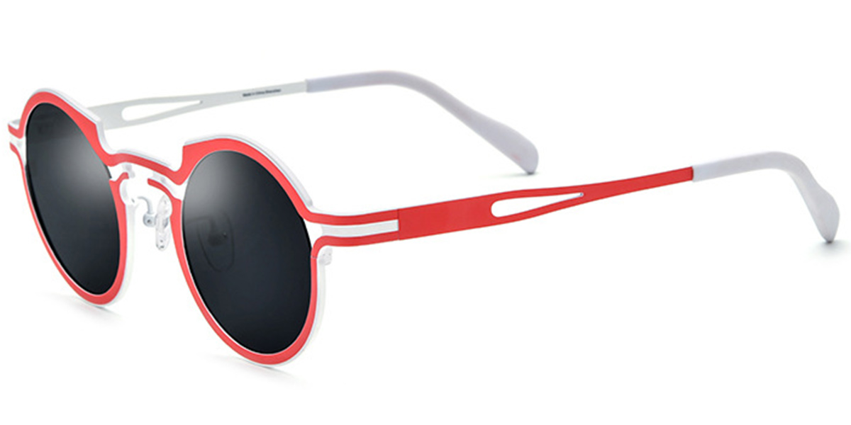 Titanium Round Sunglasses red+dark_grey_polarized