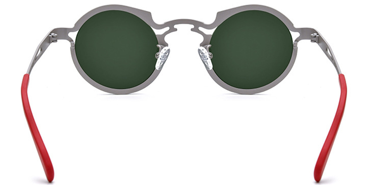 Titanium Round Sunglasses black+dark_green_polarized