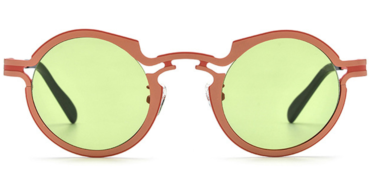 Titanium Round Sunglasses pink+green_polarized