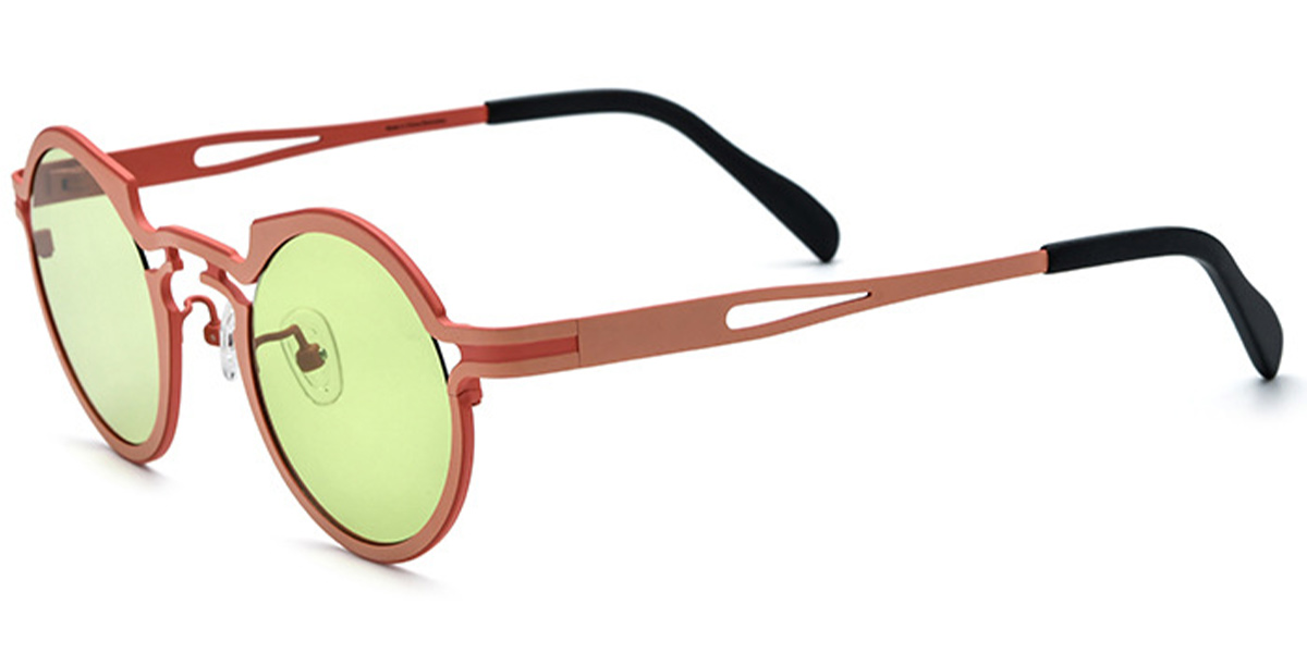 Titanium Round Sunglasses pink+green_polarized