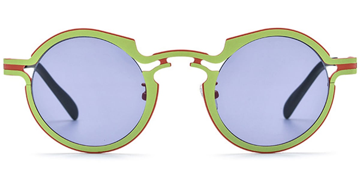 Titanium Round Sunglasses green+purple_polarized