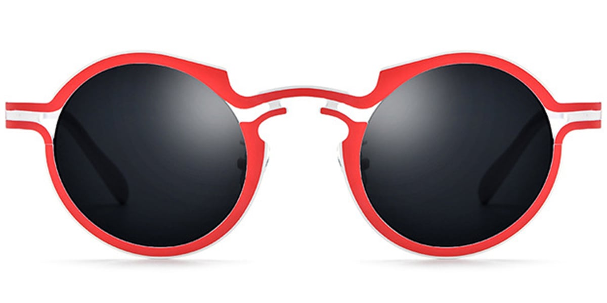 Titanium Round Sunglasses red+dark_grey_polarized