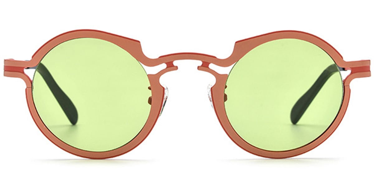 Titanium Round Sunglasses pink+green_polarized