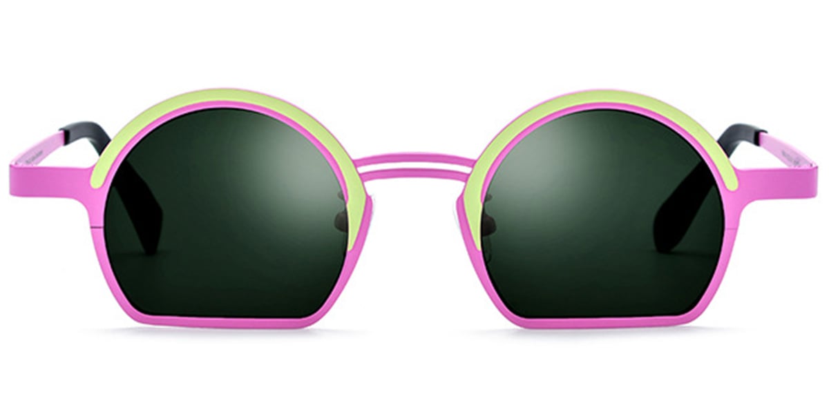 Titanium Geometric Sunglasses pattern-pink+dark_green_polarized