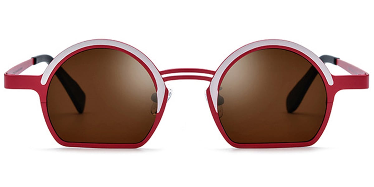 Titanium Geometric Sunglasses pattern-red+amber_polarized