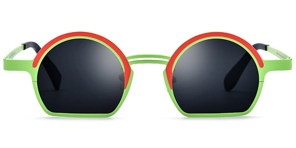 Titanium Geometric Sunglasses pattern-green+dark_grey_polarized