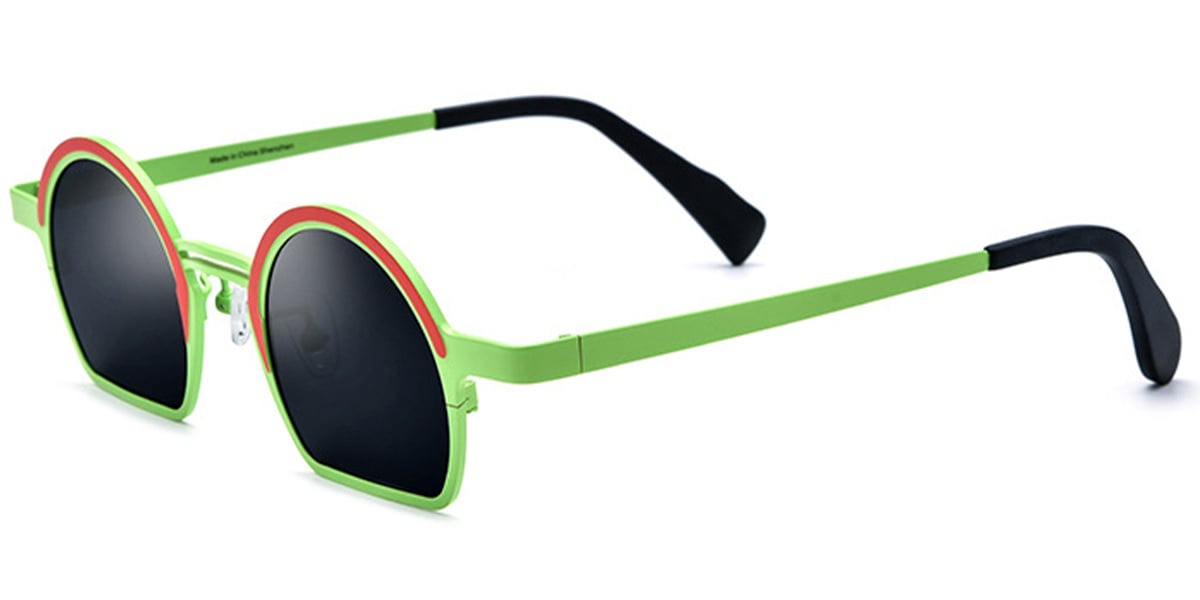 Titanium Geometric Sunglasses pattern-green+dark_grey_polarized