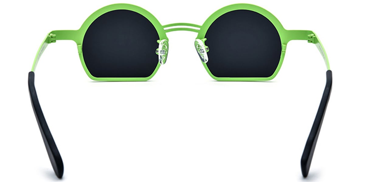 Titanium Geometric Sunglasses pattern-green+dark_grey_polarized