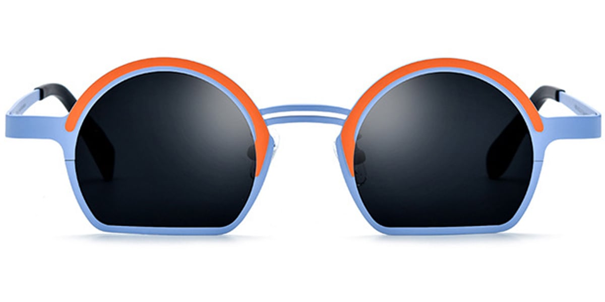 Titanium Geometric Sunglasses pattern-blue+dark_grey_polarized