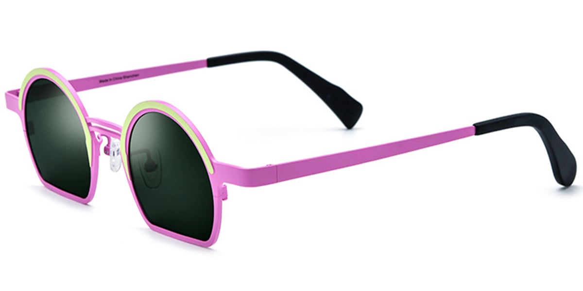 Titanium Geometric Sunglasses pattern-pink+dark_green_polarized