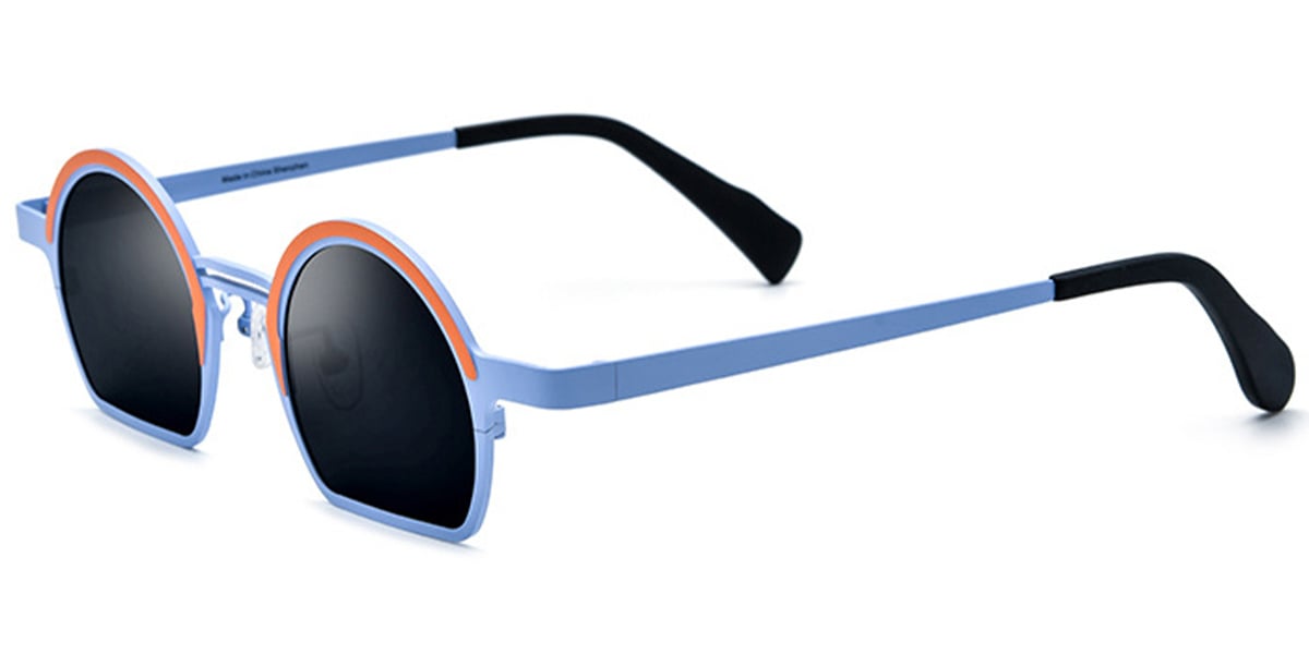 Titanium Geometric Sunglasses pattern-blue+dark_grey_polarized