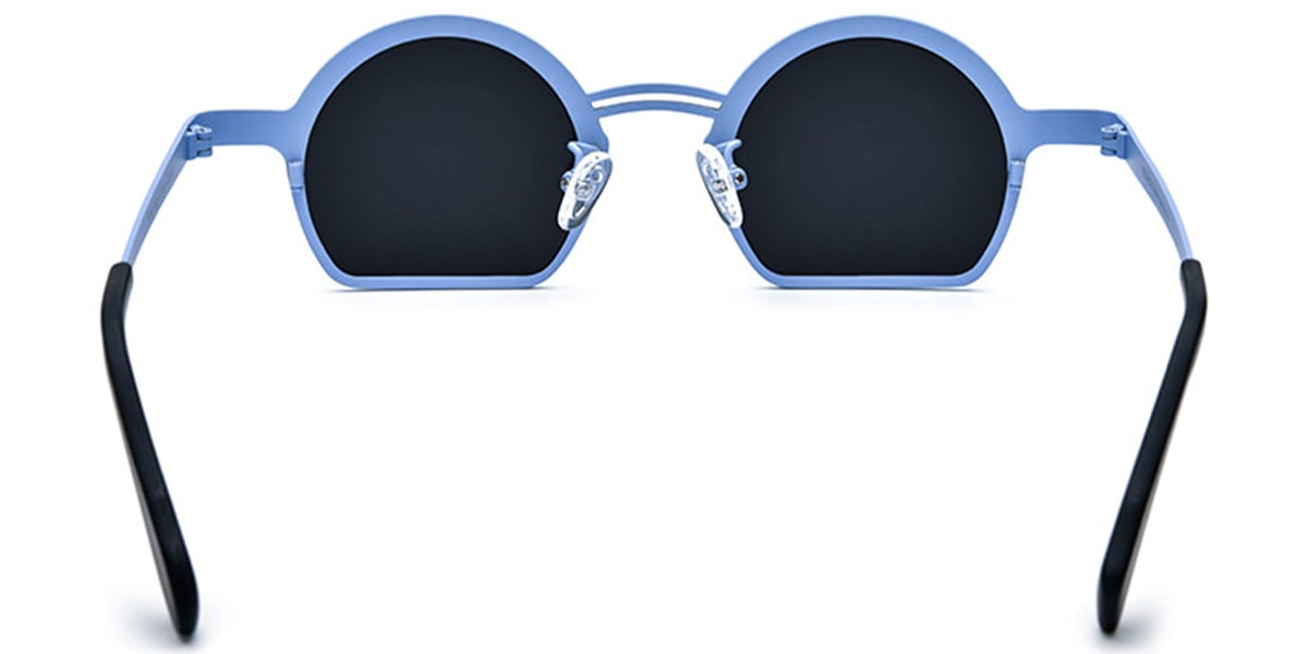 Titanium Geometric Sunglasses pattern-blue+dark_grey_polarized