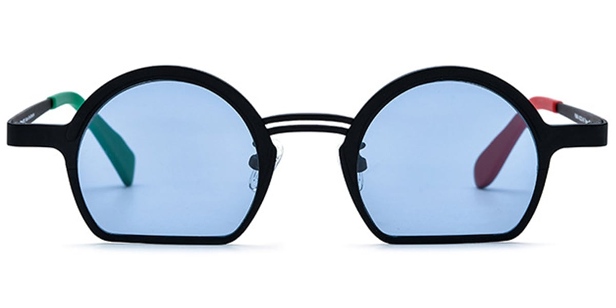 Titanium Geometric Sunglasses black+blue_polarized