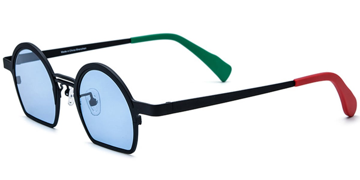 Titanium Geometric Sunglasses black+blue_polarized