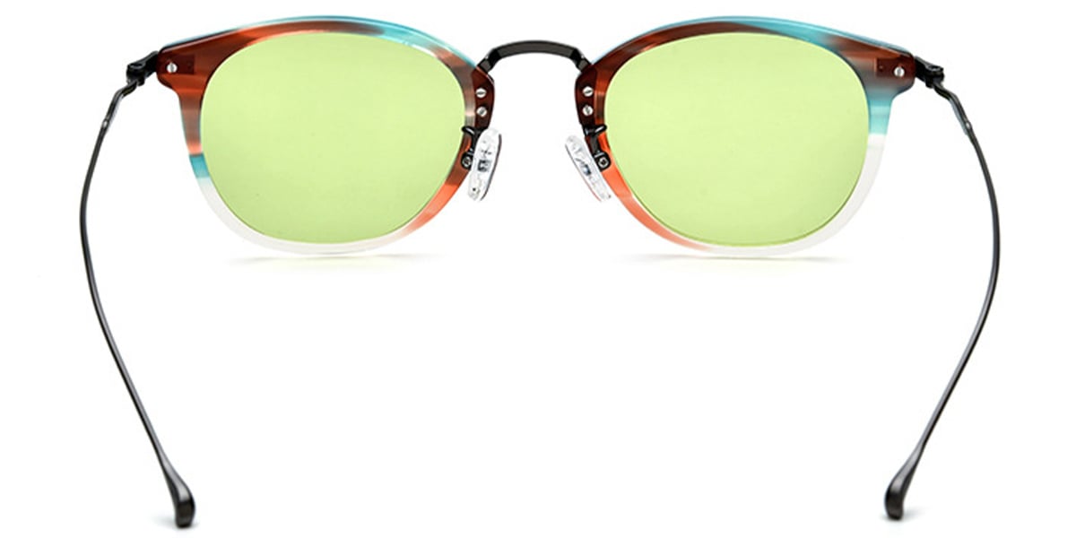 Acetate & Titanium Oval Sunglasses pattern-blue+green_polarized