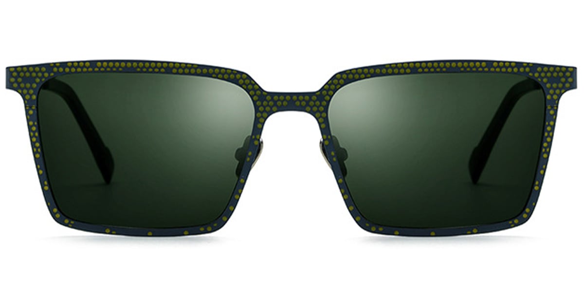 Titanium Rectangle Sunglasses pattern-green+dark_green_polarized