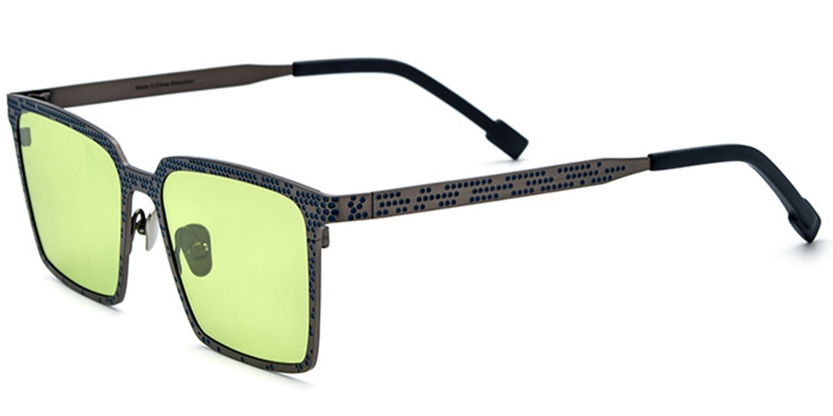 Titanium Rectangle Sunglasses pattern-blue+green_polarized