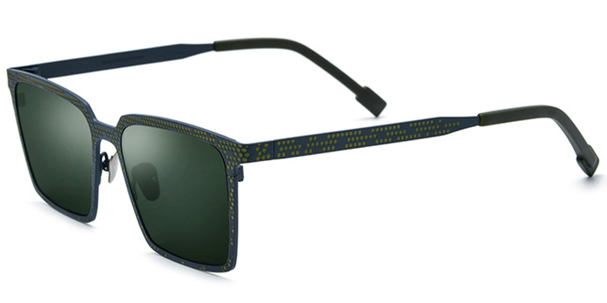 Titanium Rectangle Sunglasses pattern-green+dark_green_polarized