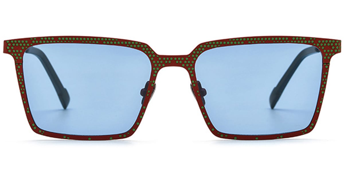 Titanium Rectangle Sunglasses pattern-red+blue_polarized