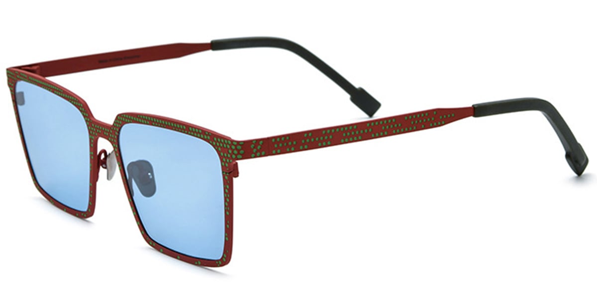 Titanium Rectangle Sunglasses pattern-red+blue_polarized