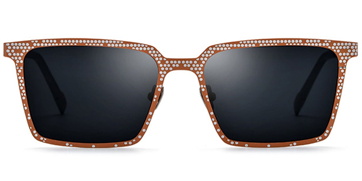 Titanium Rectangle Sunglasses pattern-orange+dark_grey_polarized