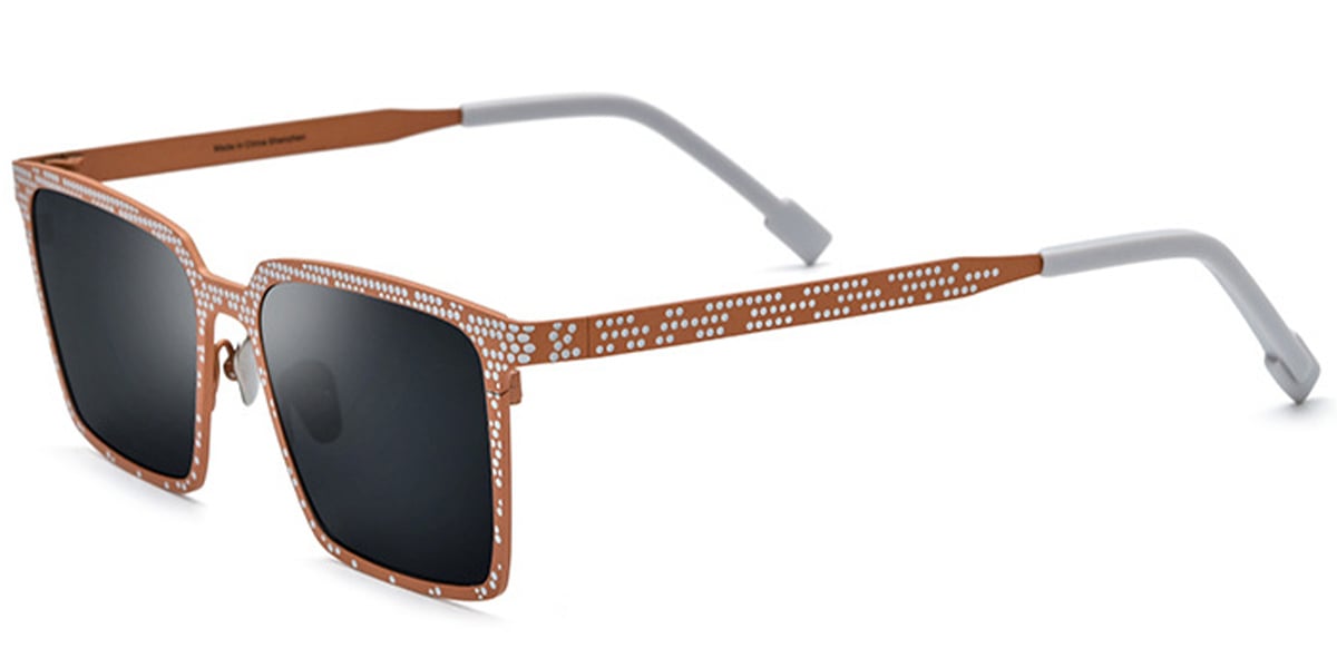 Titanium Rectangle Sunglasses pattern-orange+dark_grey_polarized