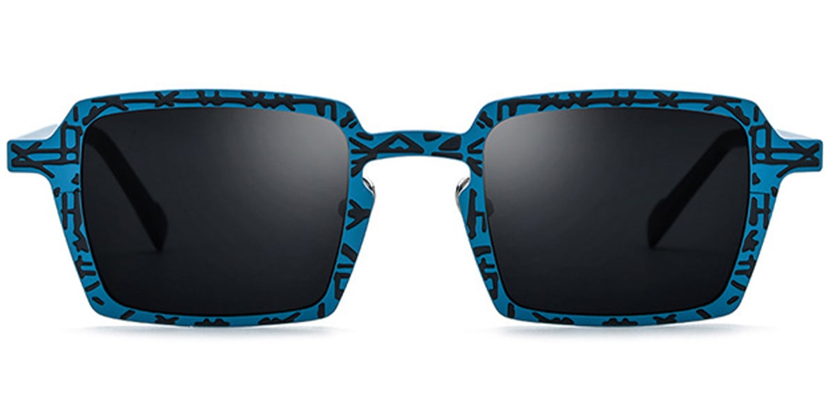 Titanium Square Sunglasses pattern-blue+dark_grey_polarized