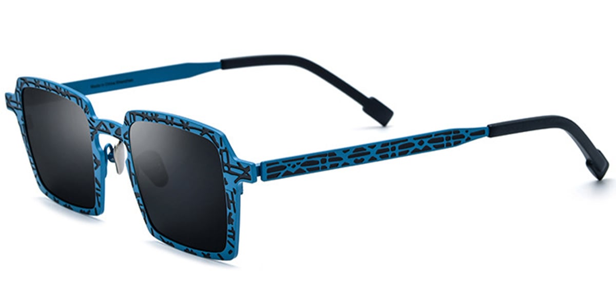 Titanium Square Sunglasses pattern-blue+dark_grey_polarized