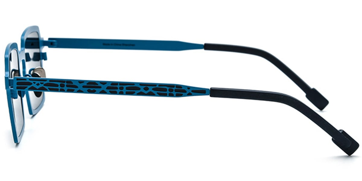 Titanium Square Sunglasses pattern-blue+dark_grey_polarized