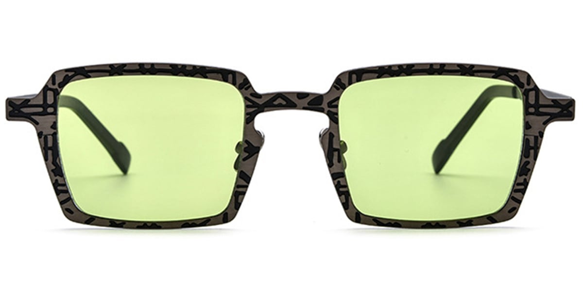 Titanium Square Sunglasses pattern-grey+green_polarized