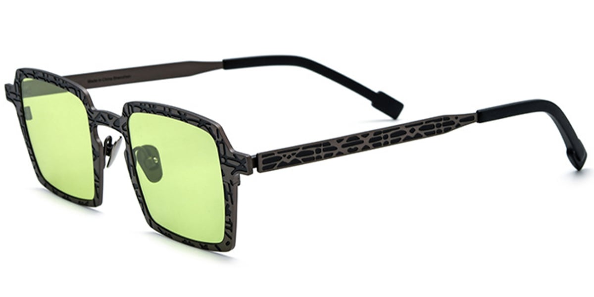 Titanium Square Sunglasses pattern-grey+green_polarized