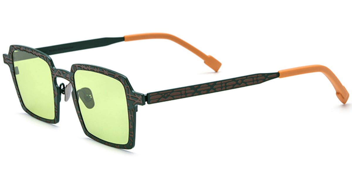 Titanium Square Sunglasses pattern-green+green_polarized