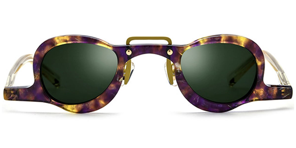 Acetate Geometric Sunglasses pattern-purple+dark_green_polarized