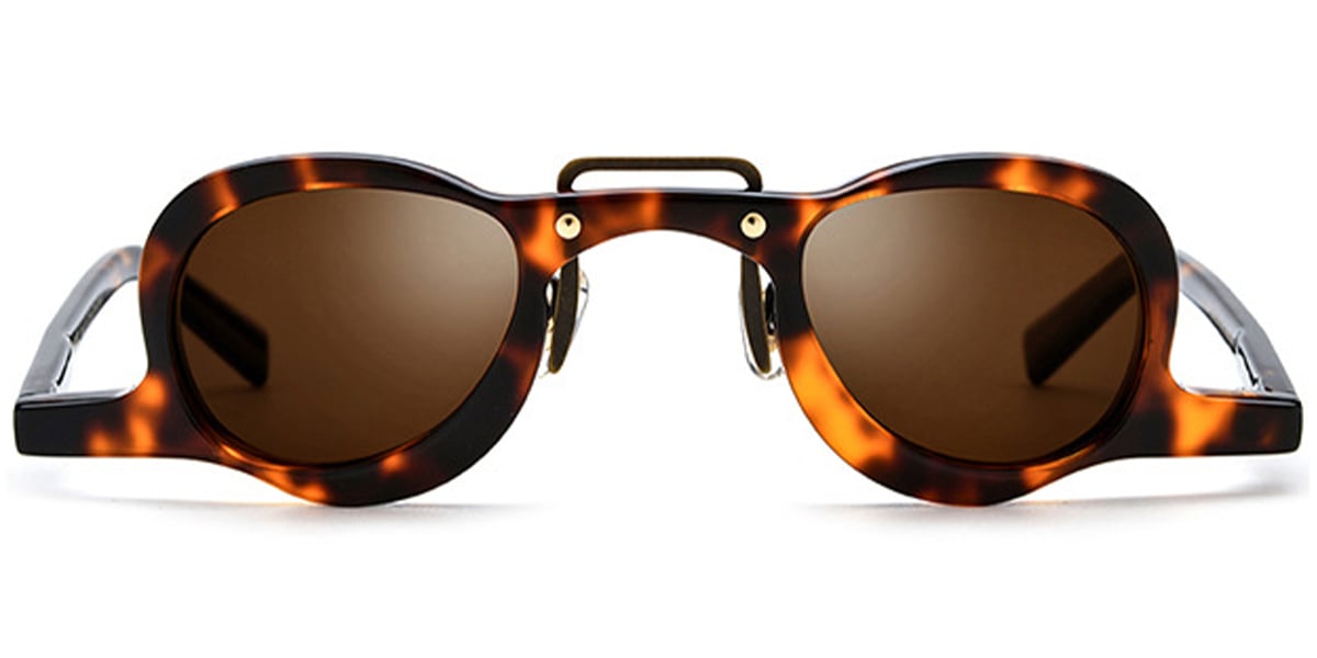 Acetate Geometric Sunglasses tortoiseshell+amber_polarized