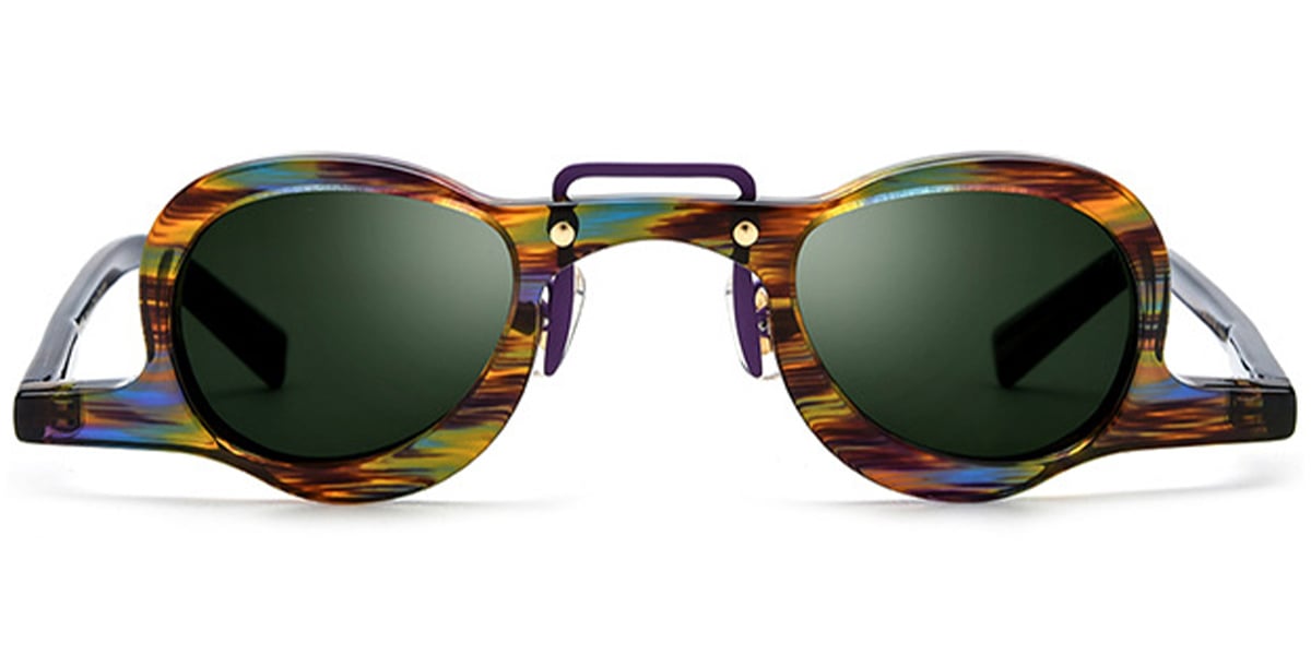 Acetate Geometric Sunglasses multicolor+dark_green_polarized