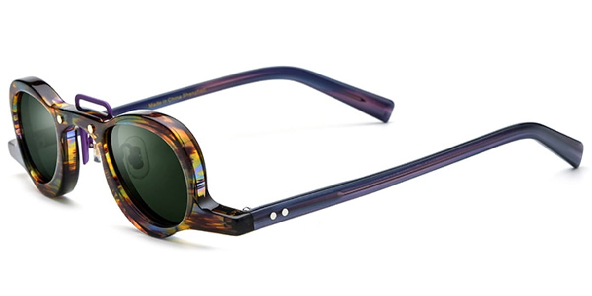 Acetate Geometric Sunglasses multicolor+dark_green_polarized