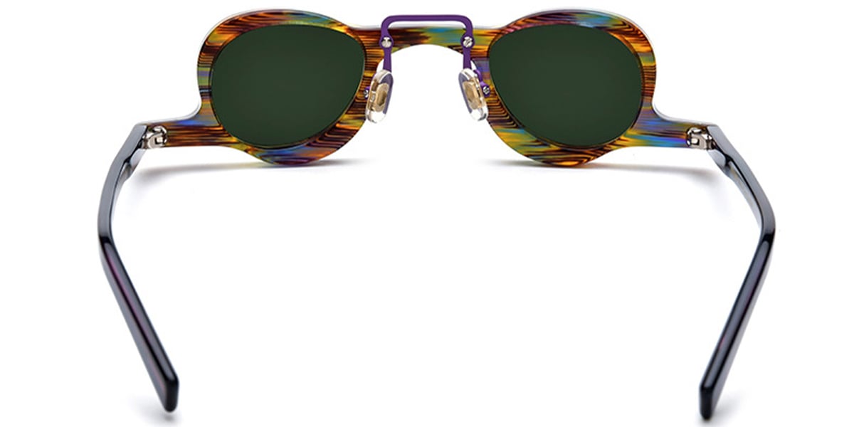 Acetate Geometric Sunglasses multicolor+dark_green_polarized