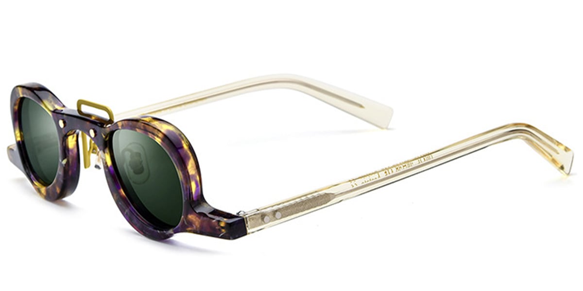 Acetate Geometric Sunglasses pattern-purple+dark_green_polarized